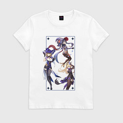 Футболка хлопковая женская Genshin Impact Liza Mona Fisch, цвет: белый