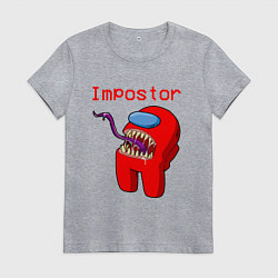Футболка хлопковая женская AMONG US - IMPOSTOR, цвет: меланж