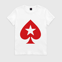 Футболка хлопковая женская Покер Пики Poker Stars, цвет: белый