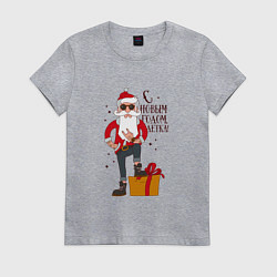 Футболка хлопковая женская Крутой дед, цвет: меланж