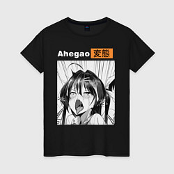 Футболка хлопковая женская Ahegao, цвет: черный