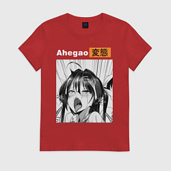 Футболка хлопковая женская Ahegao, цвет: красный