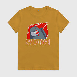 Футболка хлопковая женская Among Us sabotage амонг ас саботаж, цвет: горчичный