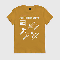 Футболка хлопковая женская Minecraft, цвет: горчичный