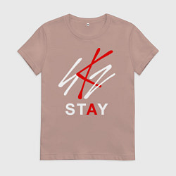 Футболка хлопковая женская STRAY KIDS, цвет: пыльно-розовый