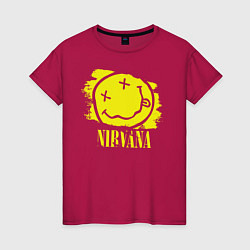 Футболка хлопковая женская Nirvana Smile, цвет: маджента