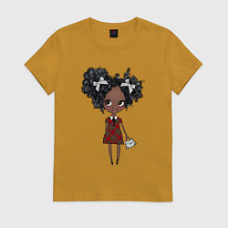 Футболка хлопковая женская Любимая ученица, цвет: горчичный