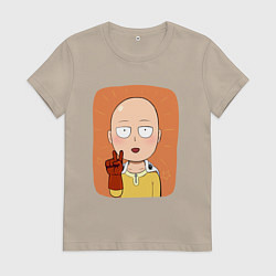 Футболка хлопковая женская Сайтама One Punch Man, цвет: миндальный