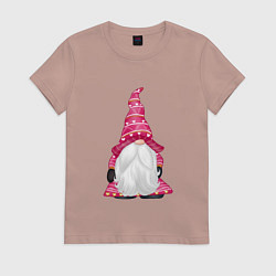 Футболка хлопковая женская Гномик, цвет: пыльно-розовый