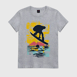 Футболка хлопковая женская Snowboarding, цвет: меланж