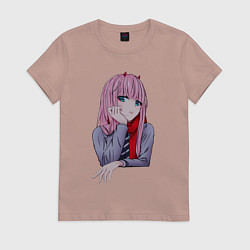 Футболка хлопковая женская Zero Two, цвет: пыльно-розовый