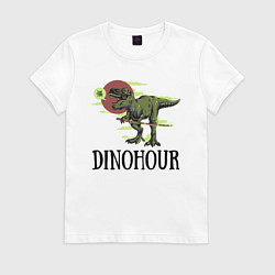 Футболка хлопковая женская DinoHour, цвет: белый