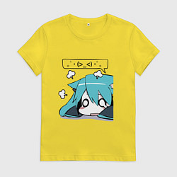 Футболка хлопковая женская Грусть, цвет: желтый