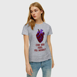Футболка хлопковая женская Bring Me The Horizon 2D Сердце, цвет: меланж — фото 2
