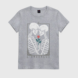 Футболка хлопковая женская Love День святого Валентина, цвет: меланж