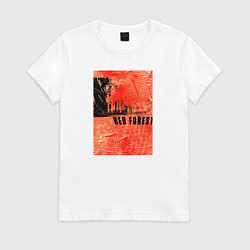 Футболка хлопковая женская Красный лес, цвет: белый