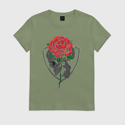Футболка хлопковая женская Skull&Rose, цвет: авокадо