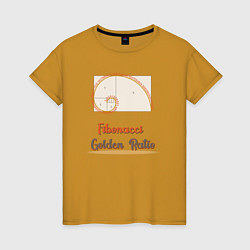 Футболка хлопковая женская Fibonacci Золотое сечение, цвет: горчичный