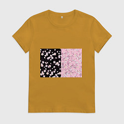Футболка хлопковая женская САКУРА SAKURA ВИШНЯ, цвет: горчичный