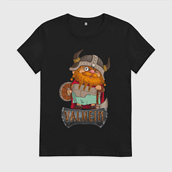 Футболка хлопковая женская Valheim, цвет: черный