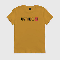 Футболка хлопковая женская Трюковый самокат JUST RIDE, цвет: горчичный