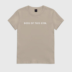 Футболка хлопковая женская BOSS OF THIS GYM, цвет: миндальный