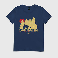Футболка хлопковая женская Sakhalin Forever, цвет: тёмно-синий