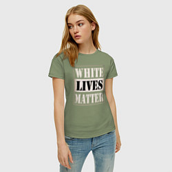Футболка хлопковая женская White lives matters, цвет: авокадо — фото 2