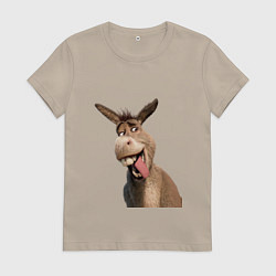 Футболка хлопковая женская Шрек: Осел, цвет: миндальный