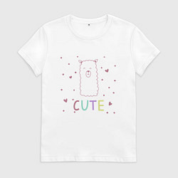 Футболка хлопковая женская Милая лама, цвет: белый