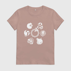 Футболка хлопковая женская СИМВОЛЫ 7 СМЕРТНЫХ ГРЕХОВ, цвет: пыльно-розовый