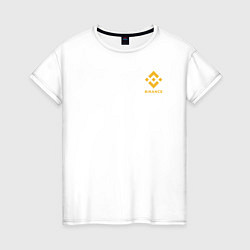 Футболка хлопковая женская BINANCE LOGO БИНАНС, цвет: белый