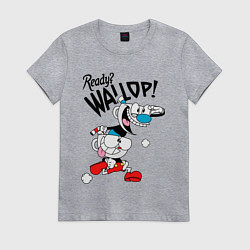 Футболка хлопковая женская Ready? Wallop! Cuphead, цвет: меланж