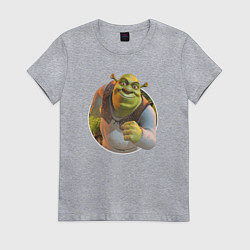 Футболка хлопковая женская Шрек бежит, цвет: меланж