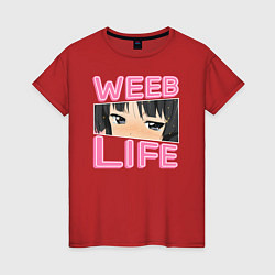 Футболка хлопковая женская Weeb life, цвет: красный