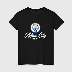 Футболка хлопковая женская MAN CITY EST 1894, цвет: черный