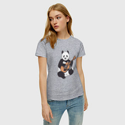 Футболка хлопковая женская Панда гитарист Panda Guitar, цвет: меланж — фото 2