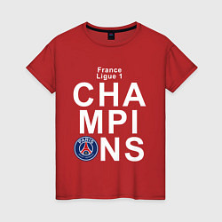 Футболка хлопковая женская PSG CHAMPIONS, цвет: красный