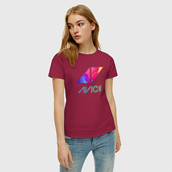 Футболка хлопковая женская AVICII RAIBOW, цвет: маджента — фото 2