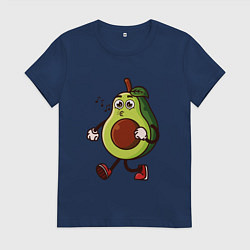 Футболка хлопковая женская Авокадо поет, цвет: тёмно-синий