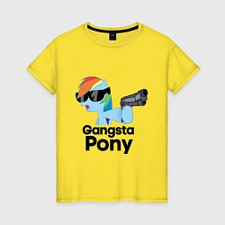 Футболка хлопковая женская Gangsta pony, цвет: желтый