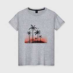 Футболка хлопковая женская Palm tree, цвет: меланж