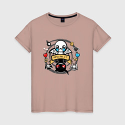 Футболка хлопковая женская THE BINDING OF ISAAC WHO AM I, цвет: пыльно-розовый