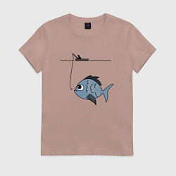 Футболка хлопковая женская Огромный улов, цвет: пыльно-розовый