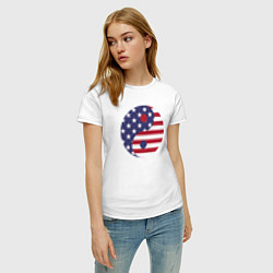 Футболка хлопковая женская Флаг США и Инь Ян, цвет: белый — фото 2