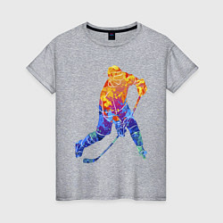 Футболка хлопковая женская Хоккеист, цвет: меланж