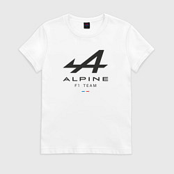 Футболка хлопковая женская Alpine F1 team, цвет: белый