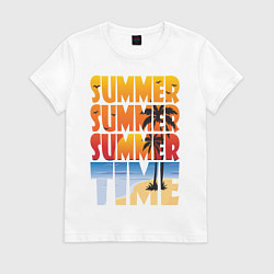 Футболка хлопковая женская SUMMER TIME, цвет: белый
