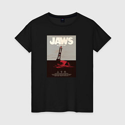 Футболка хлопковая женская Челюсти Jaws, цвет: черный