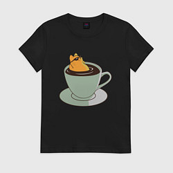 Футболка хлопковая женская Chill Cat, цвет: черный